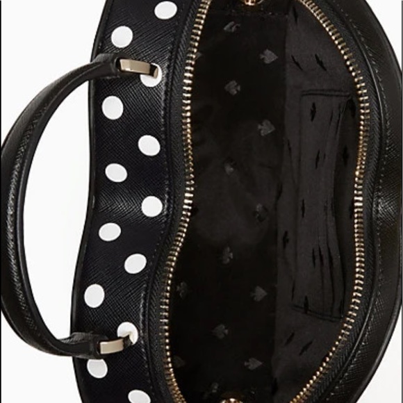 NWT love shack handbag polka dot heart purse kate spade black white crossbody - Picture 3 of 7